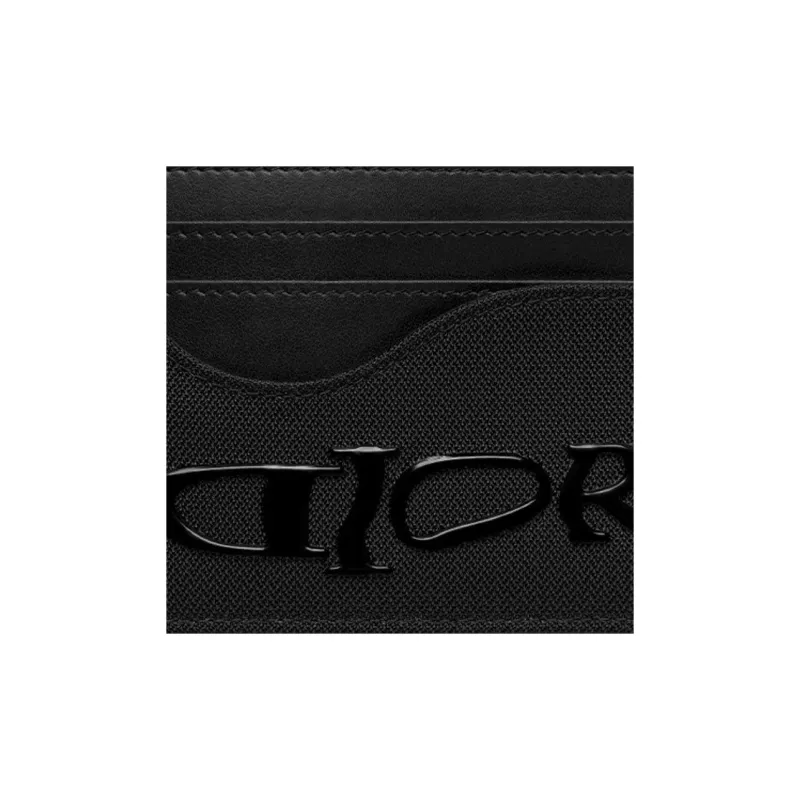DIOR Saddle Nylon With Leather Saddle Card Holder Men's Black-2