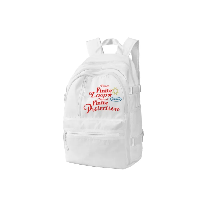 FINITE LOOP Recycled Material Students Backpack Small Size Unisex White-1