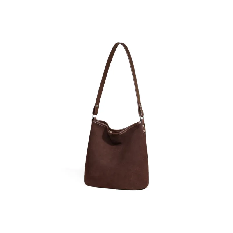 COMELY Cow Leather Patchwork Synthetic Leather Shoulder Bag Regular Women's Khaki/Chocolate-8