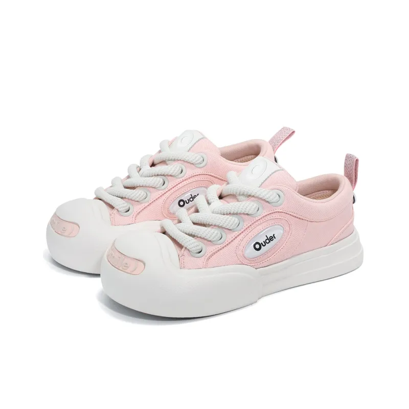 Ouder Smiler Skateboard Shoes Unisex Low Top White-2