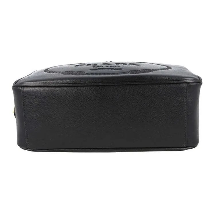 PRADA Leather Camera Bag, Shoulder Bag, Crossbody Bag Women's Black-4