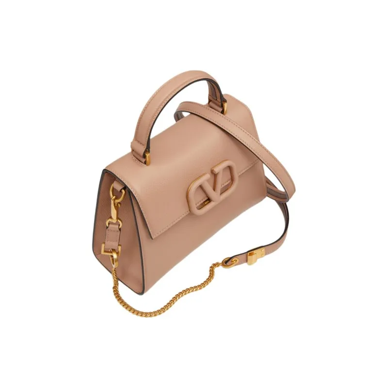 Valentino VSLING Grain Calfskin Shoulder Bag, Crossbody Bag, Handbag Trumpets Women's Cinnamon Pink-4