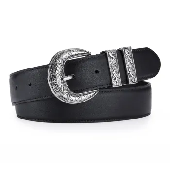 Jeccieziio Cow Leather Leather Belts Unisex Width  3.5cm Gift Box Sets