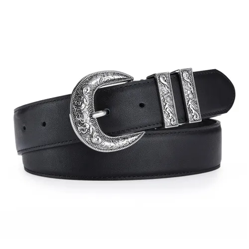 Jeccieziio Cow Leather Leather Belts Unisex Width  3.5cm Gift Box Sets