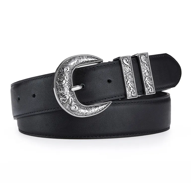 Jeccieziio Cow Leather Leather Belts Unisex Width  3.5cm Gift Box Sets-0