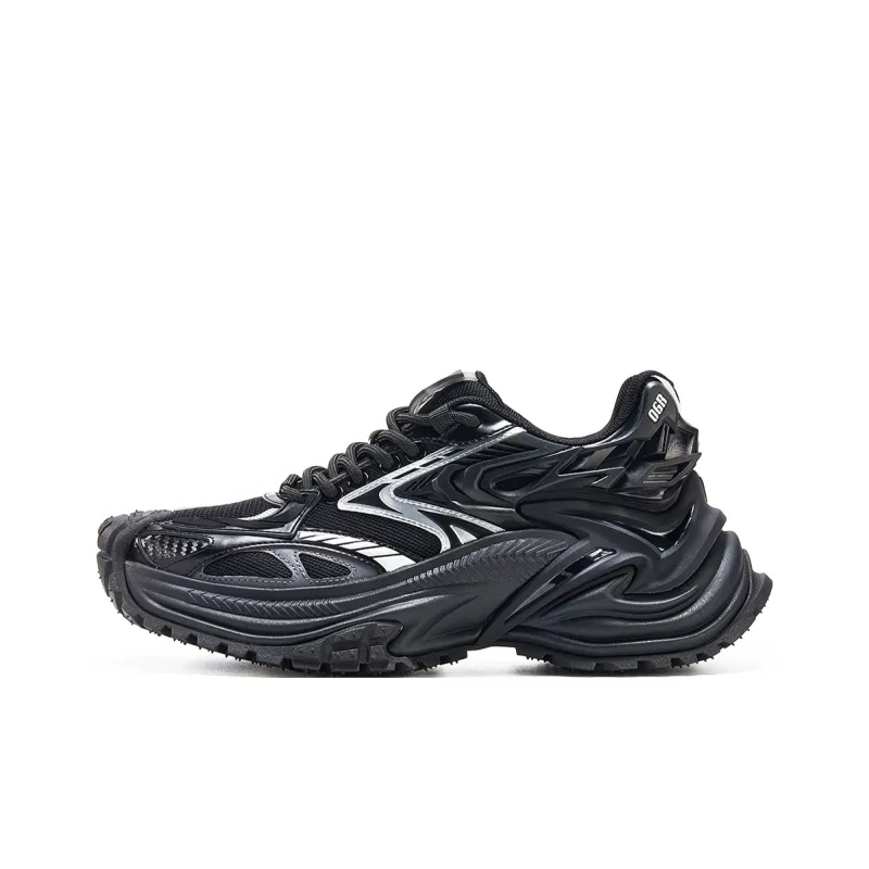 OGR Wear Resistant Breathable Height Increasing Low Top Running Shoes Unisex Black Silver-0