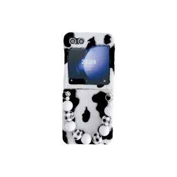ZHUOJI Plush Material Cow Pattern Bracelet Foldable Phone Case Compatible With Huawei Pocket2