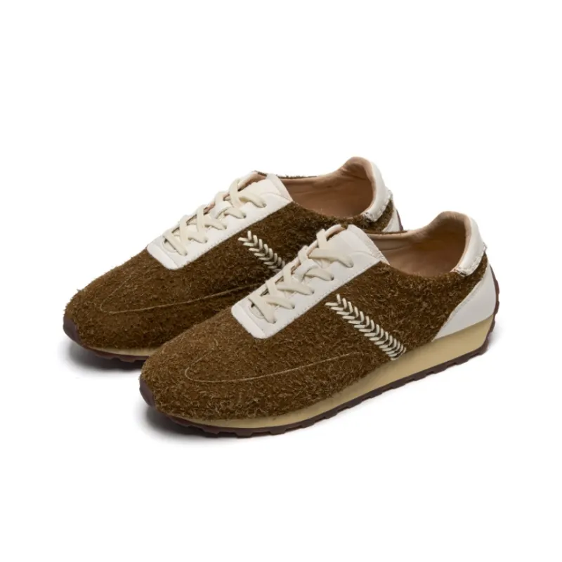 FOOT INDUSTRY Anti-Slip Wear-Resistant Low-Top Running Shoes Unisex Tan-2