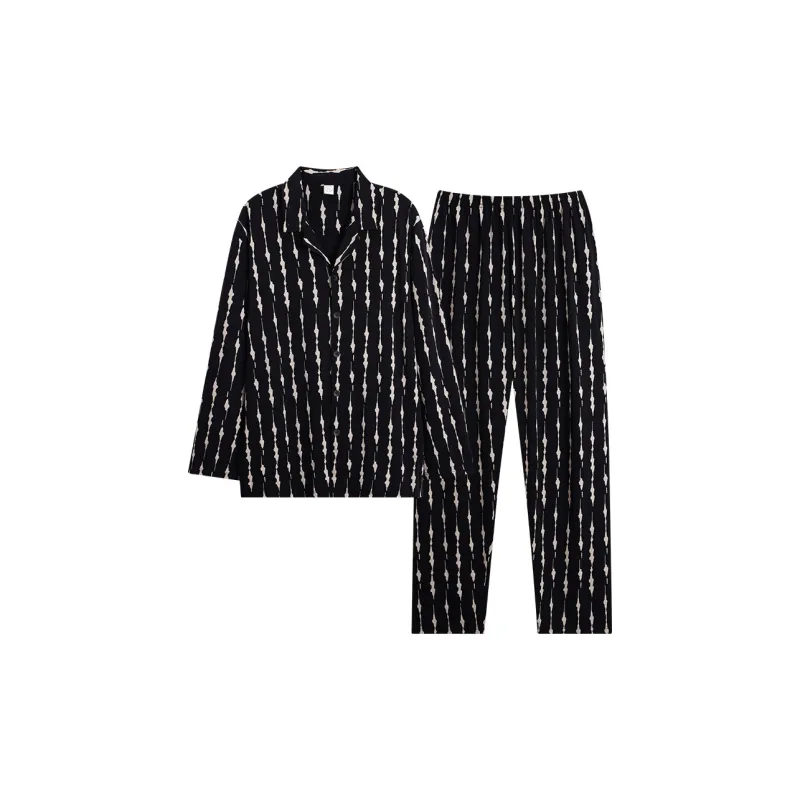 Sha Qian Pajama Set Men's Black-0
