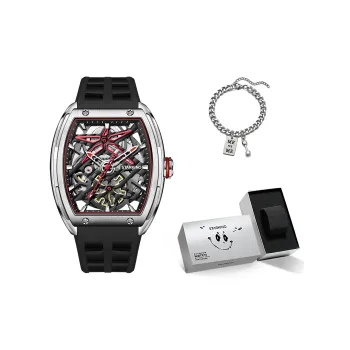 STARKING Steel Core Collection Mechanical Movement Silicone Strap Watch Men's Watches Black Dial