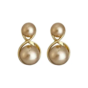 NATURALLYJOJO Faux Pearl Earrings Women's Khaki/White