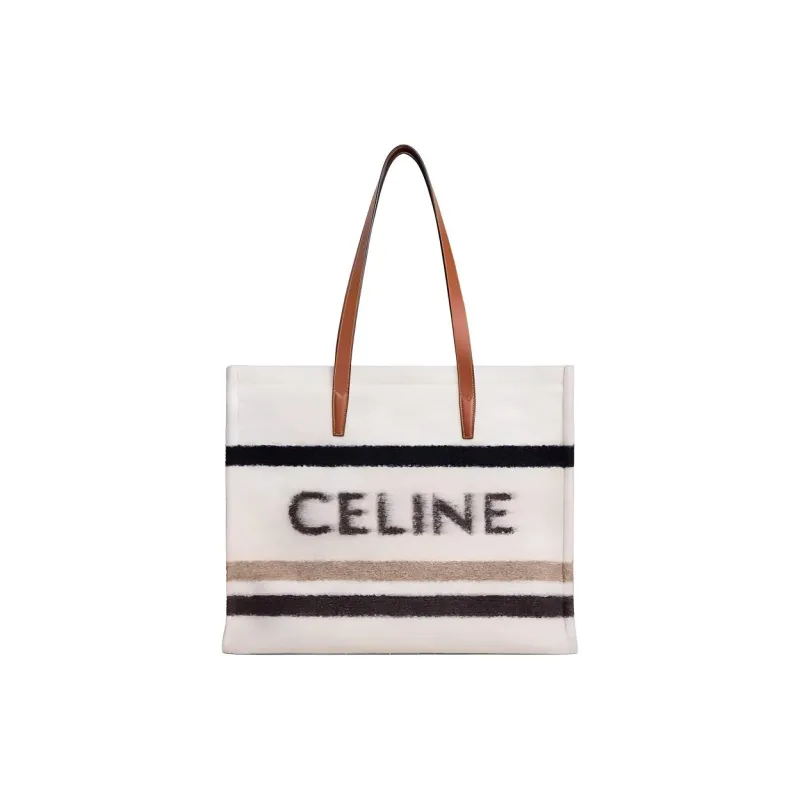CELINE Fabric Tote Bag Shopping Bag Handbag Large Size Men's Beige & Black-0