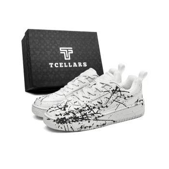 TCELLARS Wear Resistant Lightweight Height Increasing Low Top Skateboard Shoes Unisex White