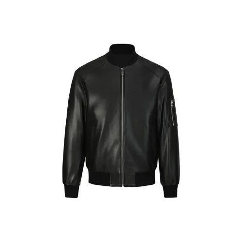 DAVID NAMAN Leather Jackets Men Black