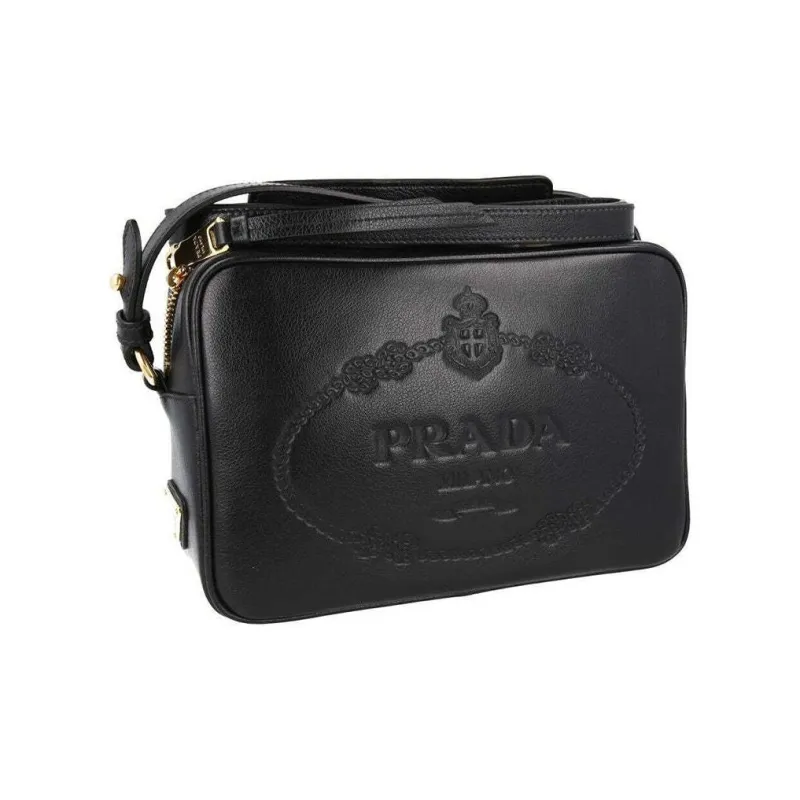 PRADA Leather Camera Bag, Shoulder Bag, Crossbody Bag Women's Black-1