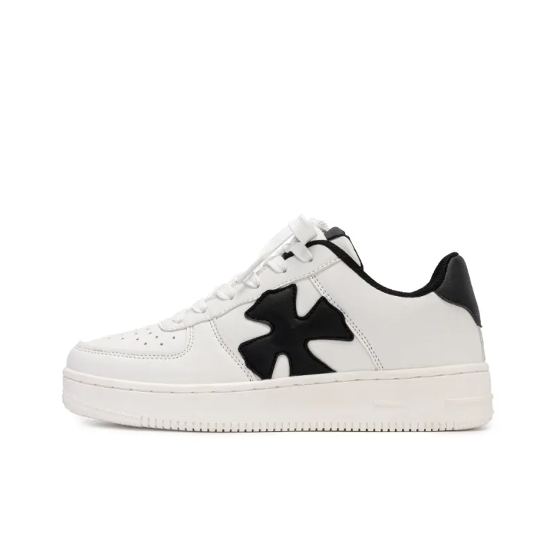Medd Non slip Lightweight Low Top Skateboard Shoes Unisex White Black Box-1