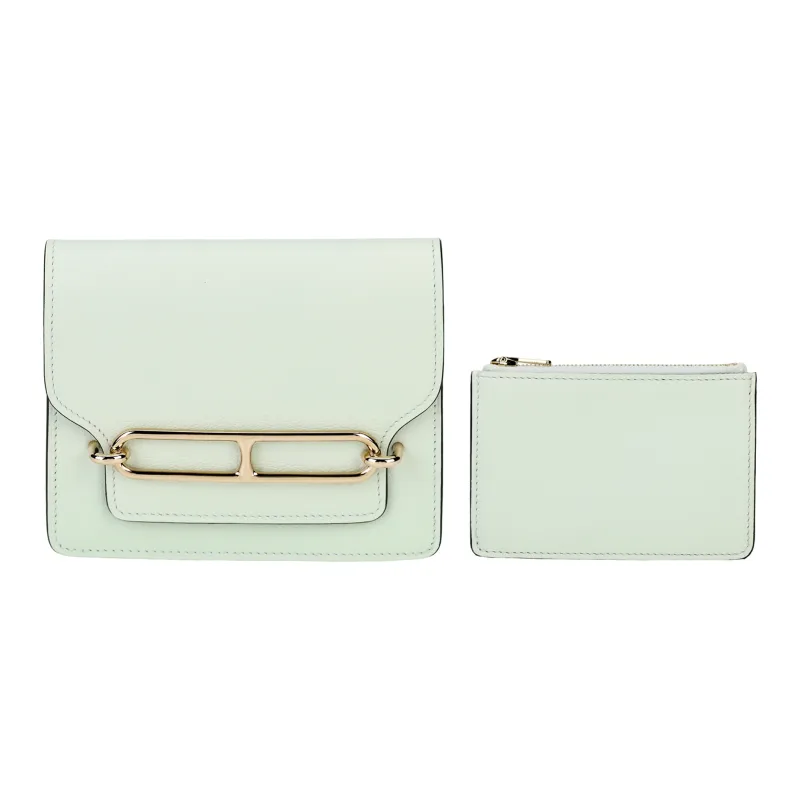 HERMES Roulis Evercolor Calfskin Pig Nose Coin Purse, Card Holder, Fanny Pack, Wallet Women's 0S Vert Fizz Bubble Green-0
