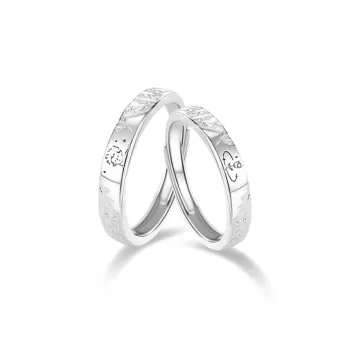 WANLIACC S999 Fine Silver The Little Prince And Rose Couple Ring Unisex