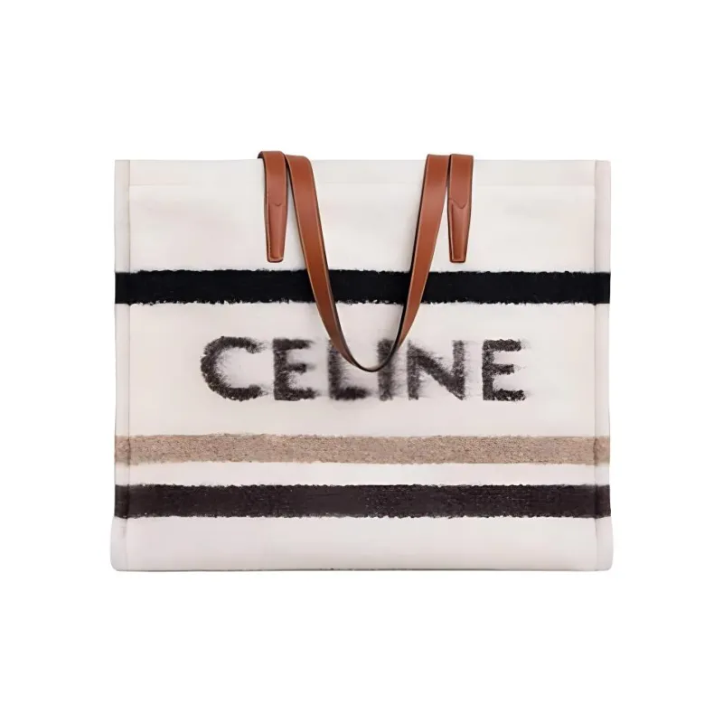 CELINE Fabric Tote Bag Shopping Bag Handbag Large Size Men's Beige & Black-1