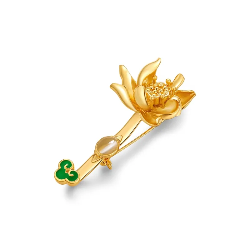 WUJINBAOZHU Alloy 18K Gold Brooches Women's-4
