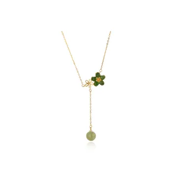 WEITIANXUAN Hetian Jade Necklaces Pale Greenish White Jade Women's