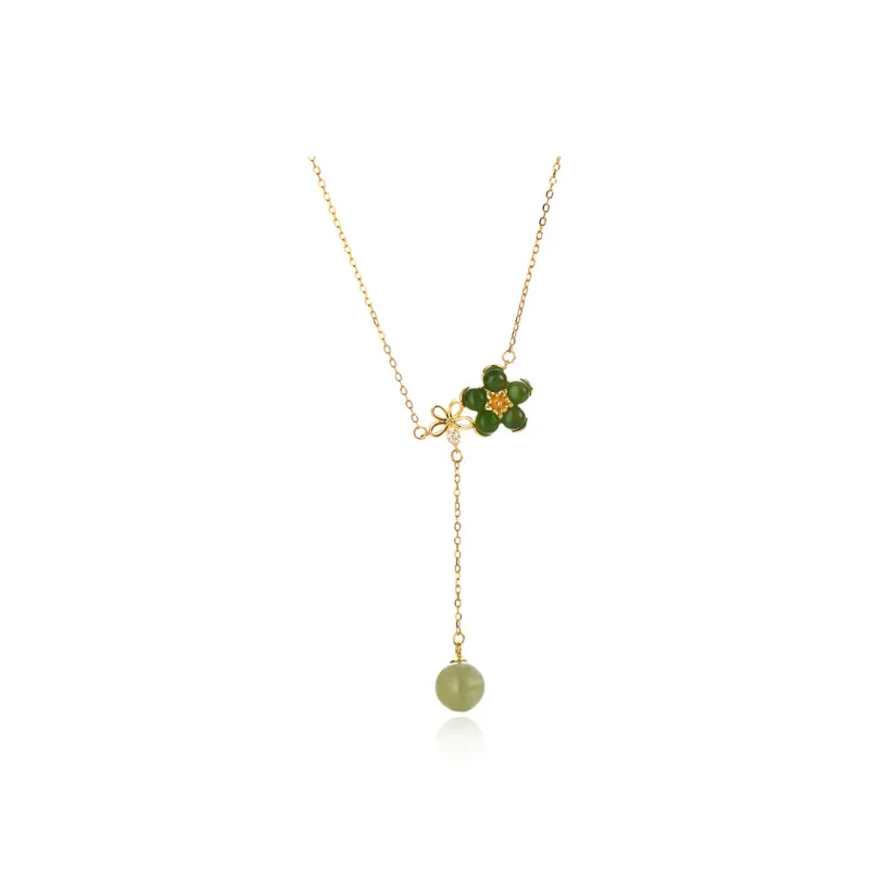 WEITIANXUAN Hetian Jade Necklaces Pale Greenish White Jade Women's-0