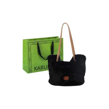 KARUISHA Fuzzy Handbag, Shoulder Bag Regular Women's Black/Brown/Ecru