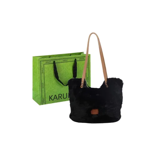 KARUISHA Fuzzy Handbag, Shoulder Bag Regular Women's Black/Brown/Ecru