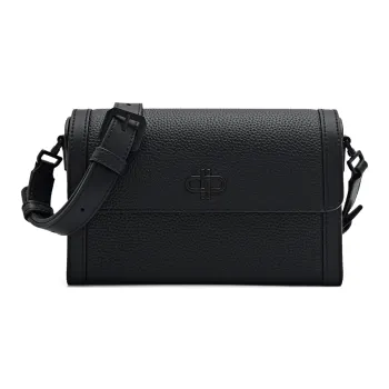 PEDRO Icon Series Top Grain Cow Leather Shoulder Bag, Crossbody Bag Trumpets Men's Black/Dark Umber