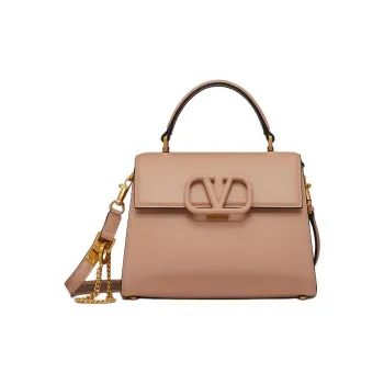 Valentino VSLING Grained Calfskin Shoulder Bag Crossbody Bag Handbag Small Size Women's Cinnamon Pink