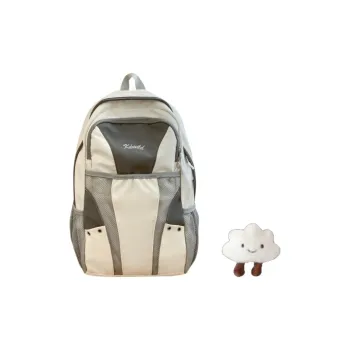 BRABOSTON Nylon+Mesh Backpack Unisex White Gray/Light Gray/Light Green