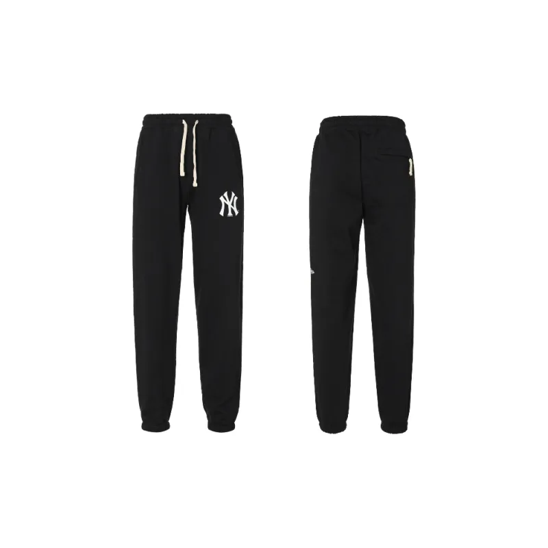 New Era Sweatshirt Casual Elastic Cuff Sweatpants Set Unisex Black-3