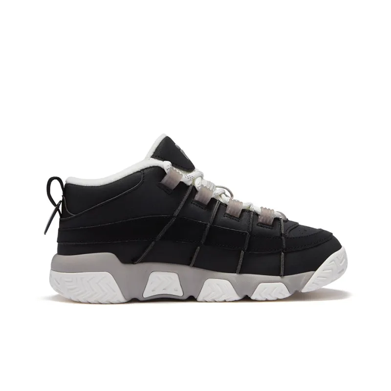FILA FUSION BARRICADE Puffy Shoes Wear Resistant Mid Top Vintage Basketball Shoes Women's Black White-1