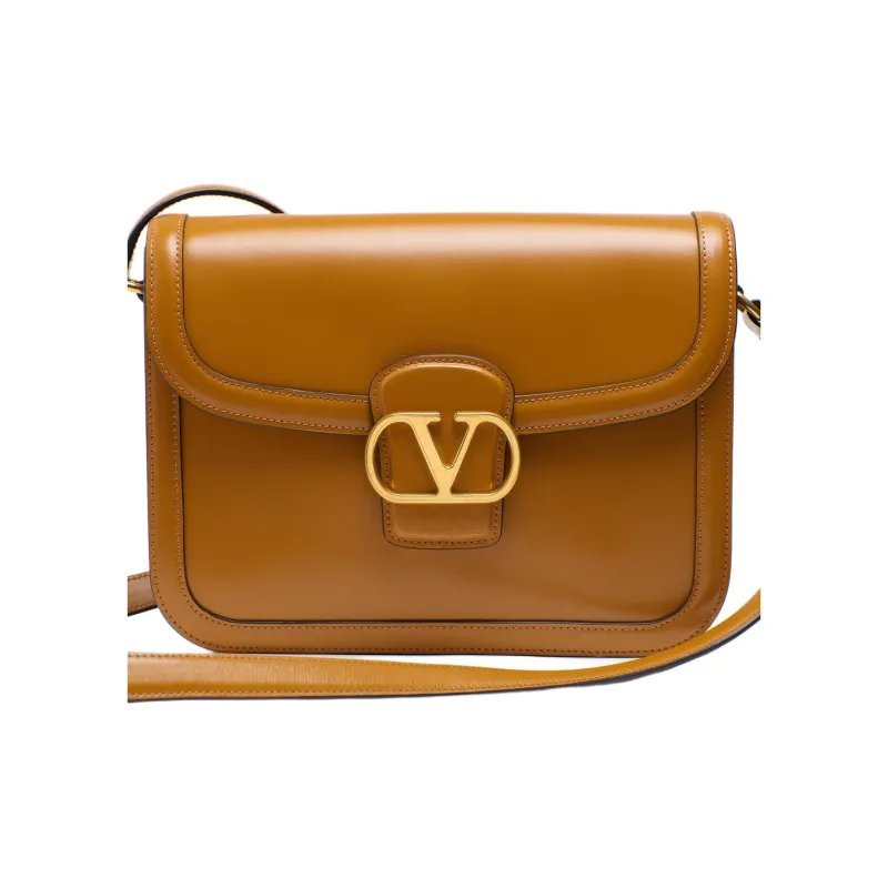 Valentino Shiny Calfskin Shoulder Bag Crossbody Bag Men's Gold Brown-5