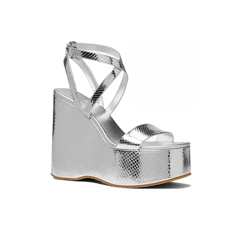 MICHAEL KORS Paola Strap Sandals Women's Silver-2
