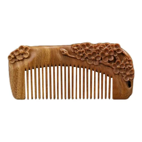 XIBI Handcrafted Carved Green Sandalwood Wood Comb Massage Scalp Hair Growth