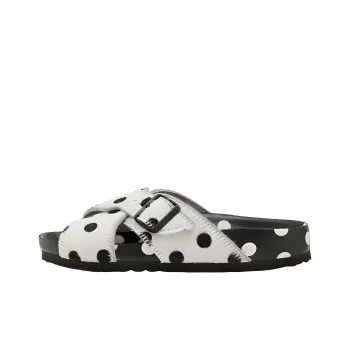 Birkenstock Rodra Fur MANOLO BLAHNIK Black White Dot