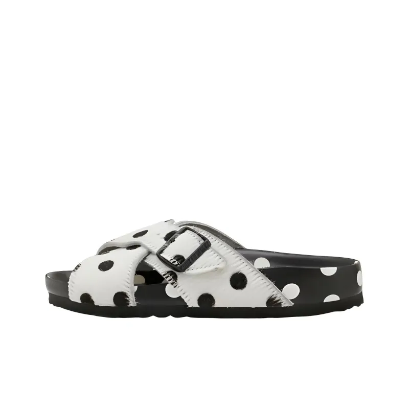 Birkenstock Rodra Fur MANOLO BLAHNIK Black White Dot-0