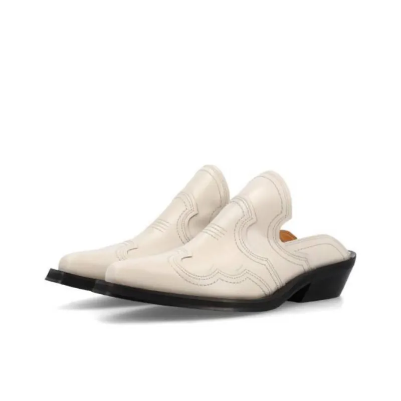 GANNI Slip Resistant Closed Toe Slippers Women's White-4