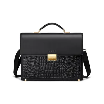 FAIRWHALE Top Grain Cow Leather Handbag Regular Men's Premium Black/Vintage Brown