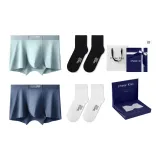 7A Antibacterial 120S Modal[Cyan+Royal Blue][100% cotton Socks 2 Pack]Box