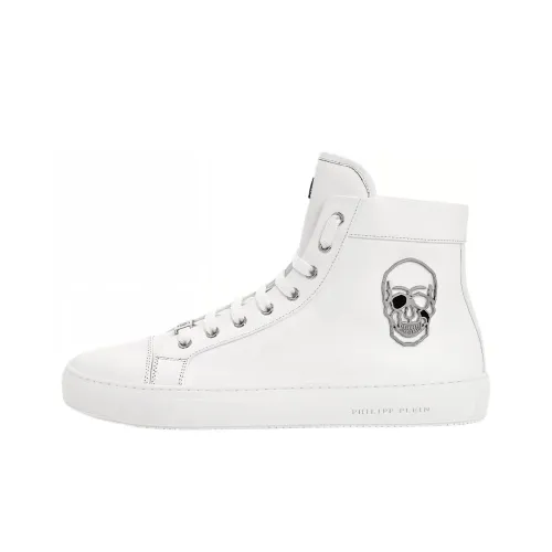 PHILIPP PLEIN Skateboard Shoes Men High-Top White