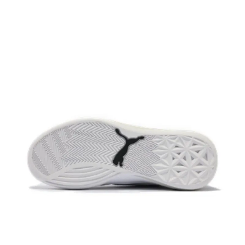 PUMA Clyde Hardwood Anti Slip Wear Resistant Low Top Basketball Shoes Unisex White-4