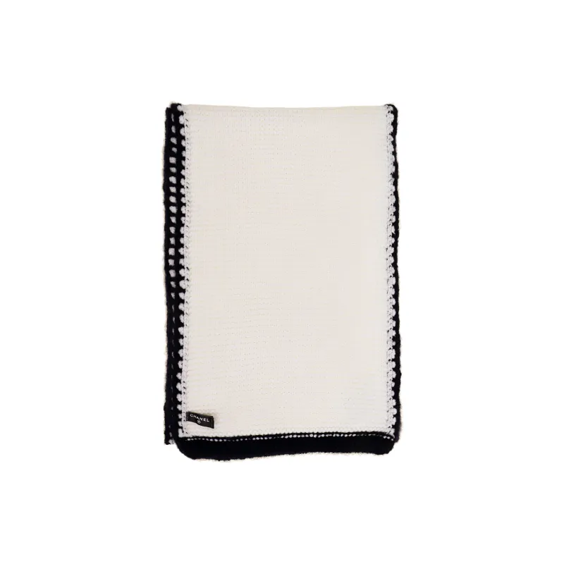 CHANEL Knit Scarves Women's White-1