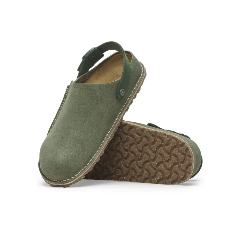Birkenstock Lutry Premium Suede Wrap-toe Slippers Unisex Green Regular-4
