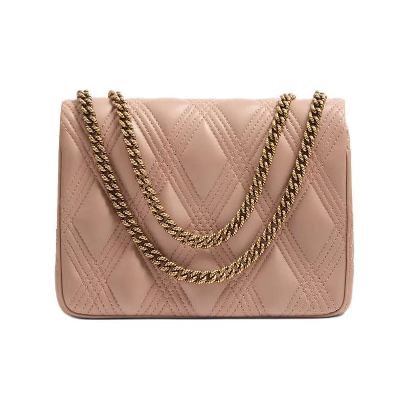 Valentino Embossed Goat Skin Shoulder Bag Crossbody Bag Medium Size Women's Cinnamon Pink-3