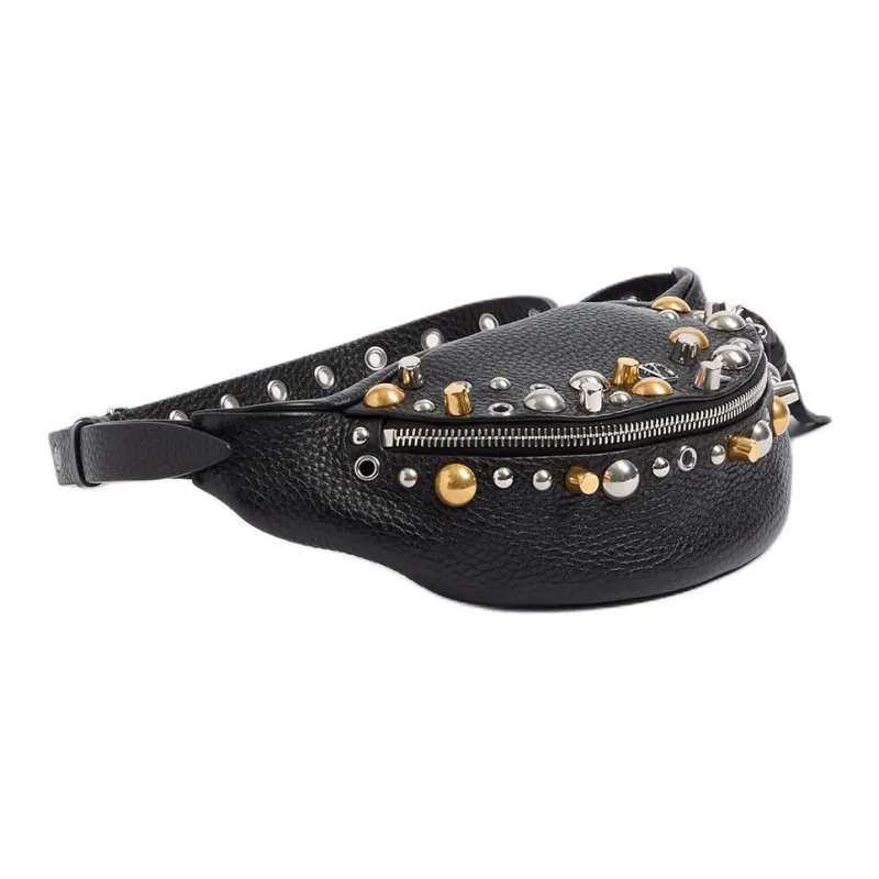Valentino Shiny Calfskin Fanny Pack Men's Black-1