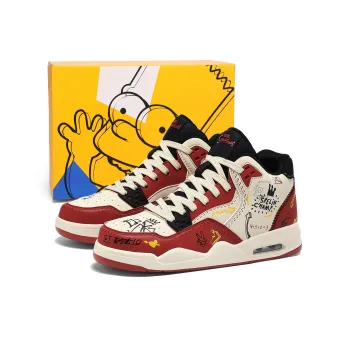 The Simpsons Skateboard Shoes Unisex High Top White/Beige Red