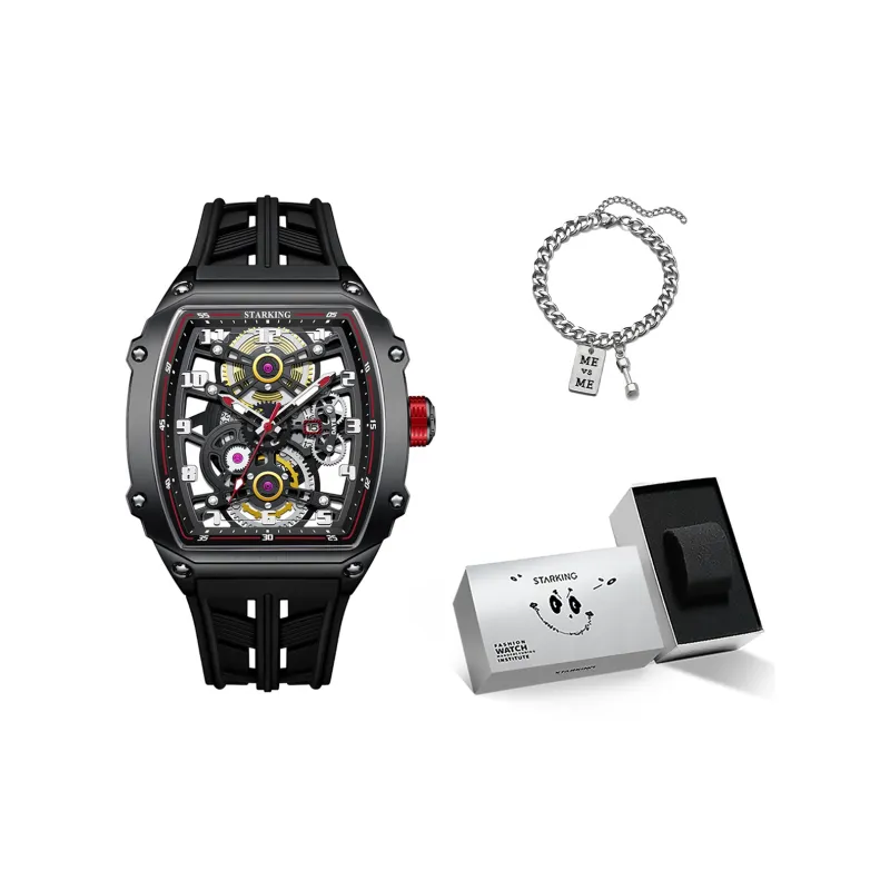 STARKING Eagle Soaring Collection Automatic Mechanical Movement Silicone Strap Watch Men's Watches Black Dial-4