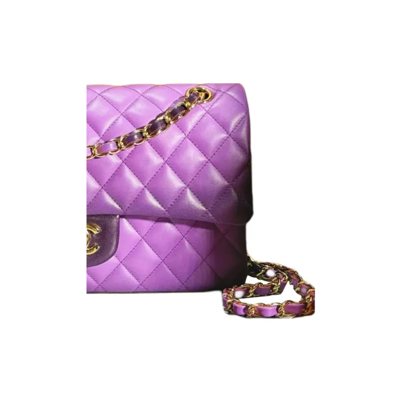 CHANEL Classic Flap CF Lambskin Shoulder Bag, Crossbody Bag, Handbag Women's Purple-2